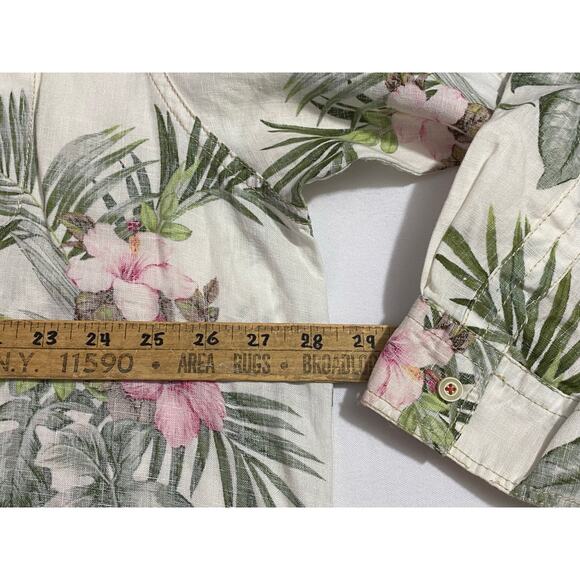Tommy Bahama Linen Shirt – Men’s XXL, White Floral, Short Sleeve Resort Style - Picture 3 of 10